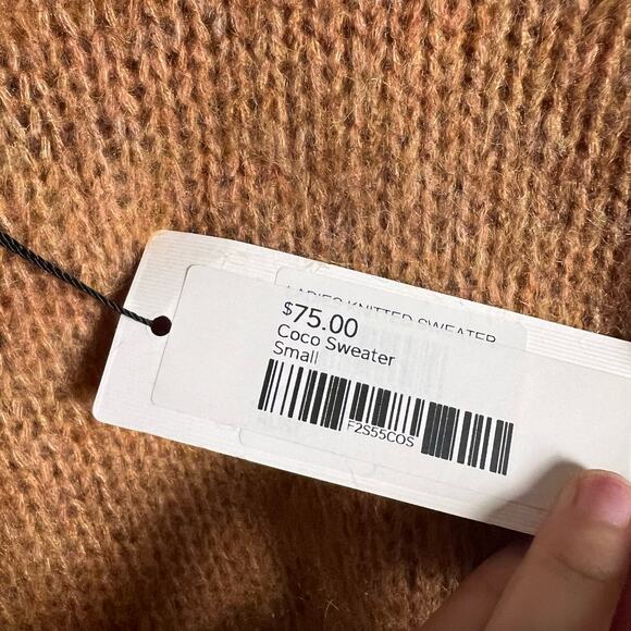 Molly Bracken Coco Camel Brown Wool Blend Crewneck Pullover Sweater Size Small - Picture 7 of 11